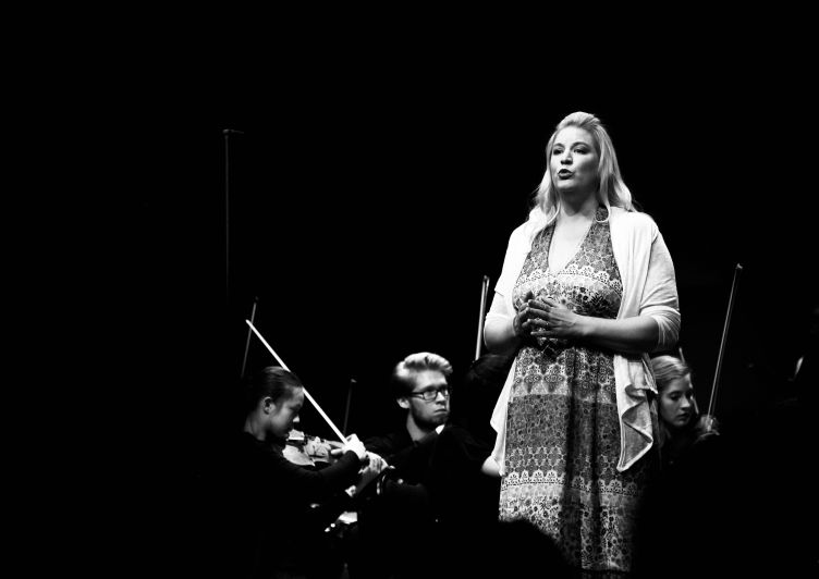 Introducing Mezzo-Soprano Maria Drost live at Concert Calgary sings with violinist accompaniment for her Vocal Studio
